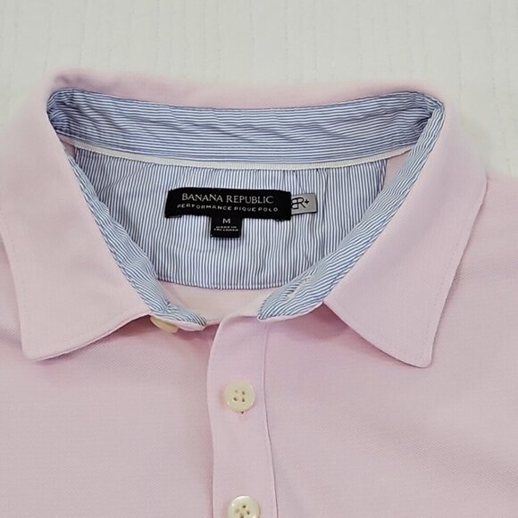 Banana Republic Performance Pique Polo Golf Tennis Shirt Men's M Medium Pink EUC - Picture 7 of 14